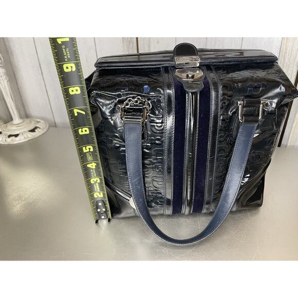 Gucci Horsebit Sherry Line Square Doctor's Bag Handbag Navy Patent Leather - Picture 15 of 16